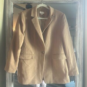 Loft Wool blend modern blazer in tan.